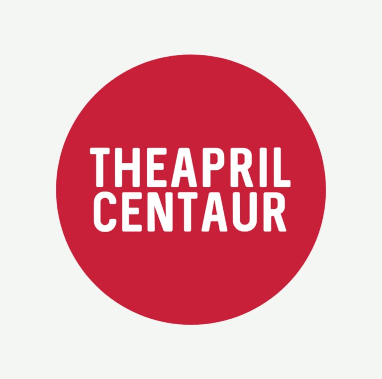 RED CIRCLE with the word Theaprilcentaur