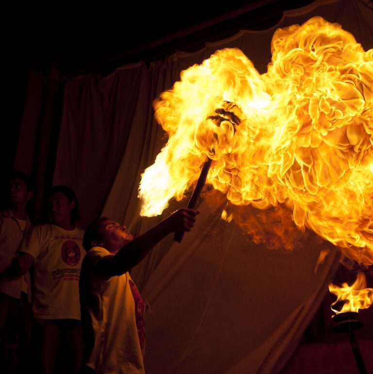 fire-eater, man, fire, brave, smoke, yellow, torch, artist, black fire, black smoke