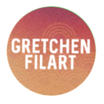 gradient background of red, purple and gold gretchen filart